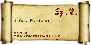 Szűcs Mariann névjegykártya