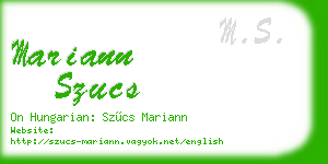 mariann szucs business card